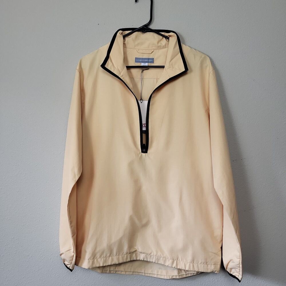 Cutter And Buck Mens‎ CB Weather Tec Cream Quarter Zip Windbreaker Jacket Size S